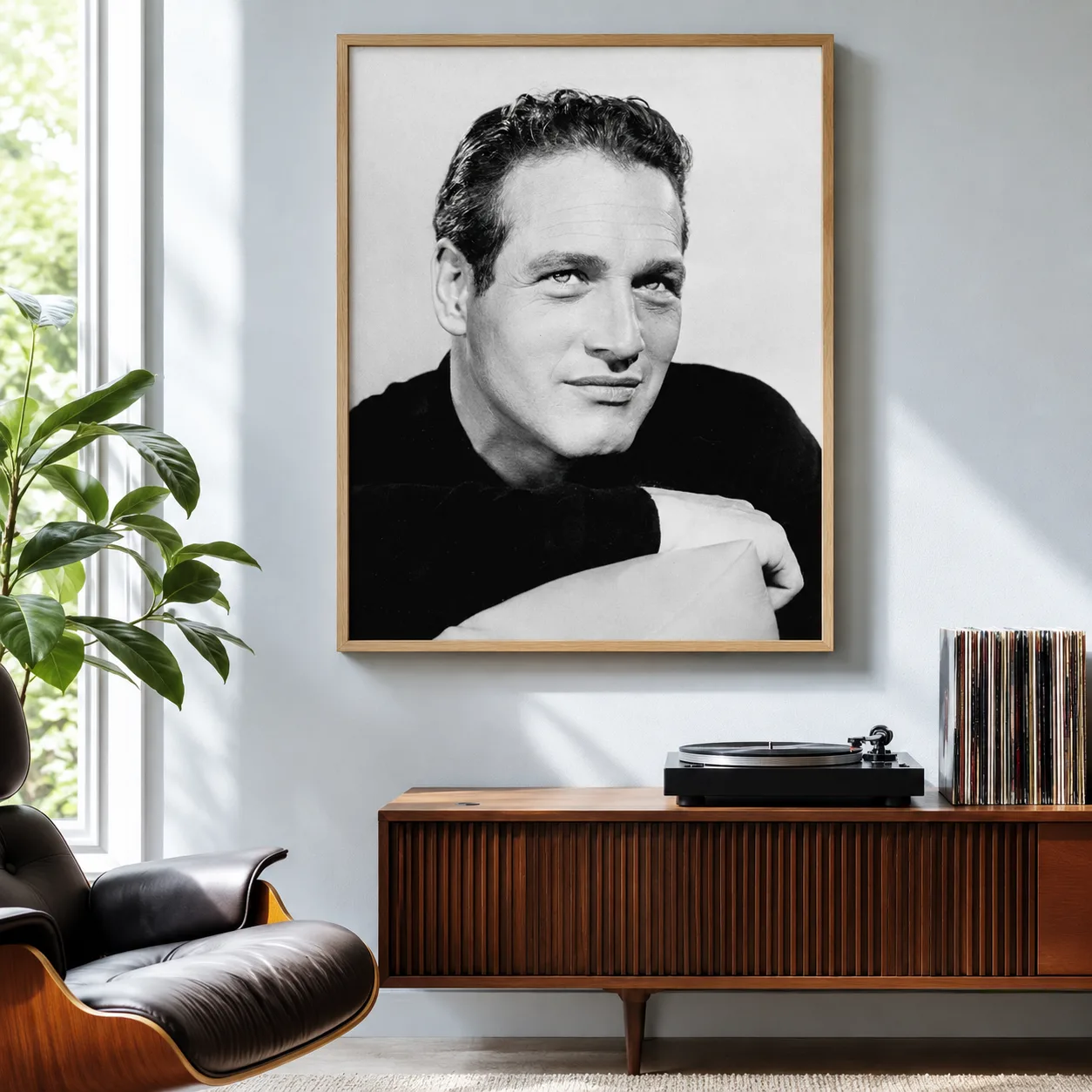 Paul Newman Pillow — paul Newman is shown in a relaxed close portrait with cushion detail