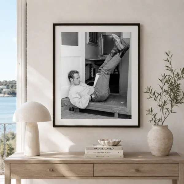 Paul Newman Reading The New Yorker Poster, 1958 Candid Photography Print