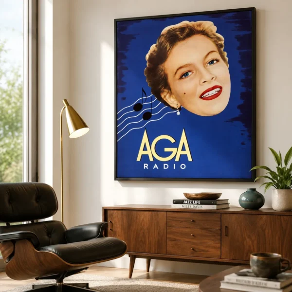 AGA Radio Advertising Poster, 1940s Product Advertising Wall Art Print