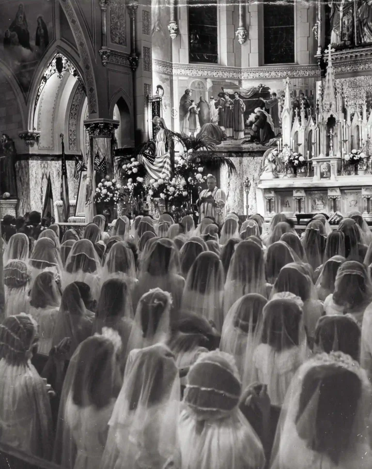 Alfred Eisenstaedt poster showing a Holy Communion scene photographed around 1944.