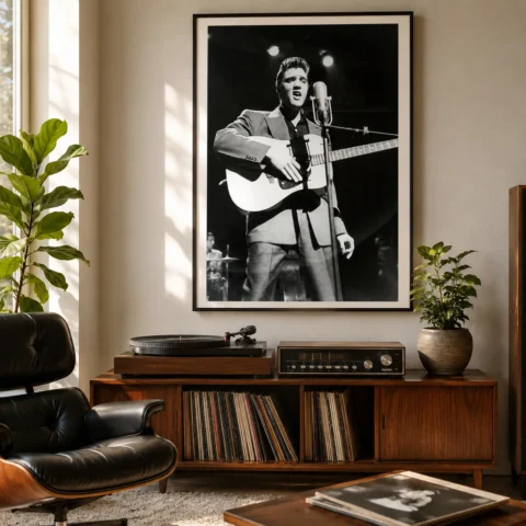 Alfred Wertheimer Elvis Presley on Stage 1956 photography print on MerchFuse