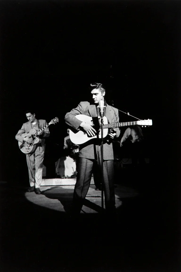 Alfred Wertheimer poster showing Elvis Presley rehearsing at CBS Studio in New York City.
