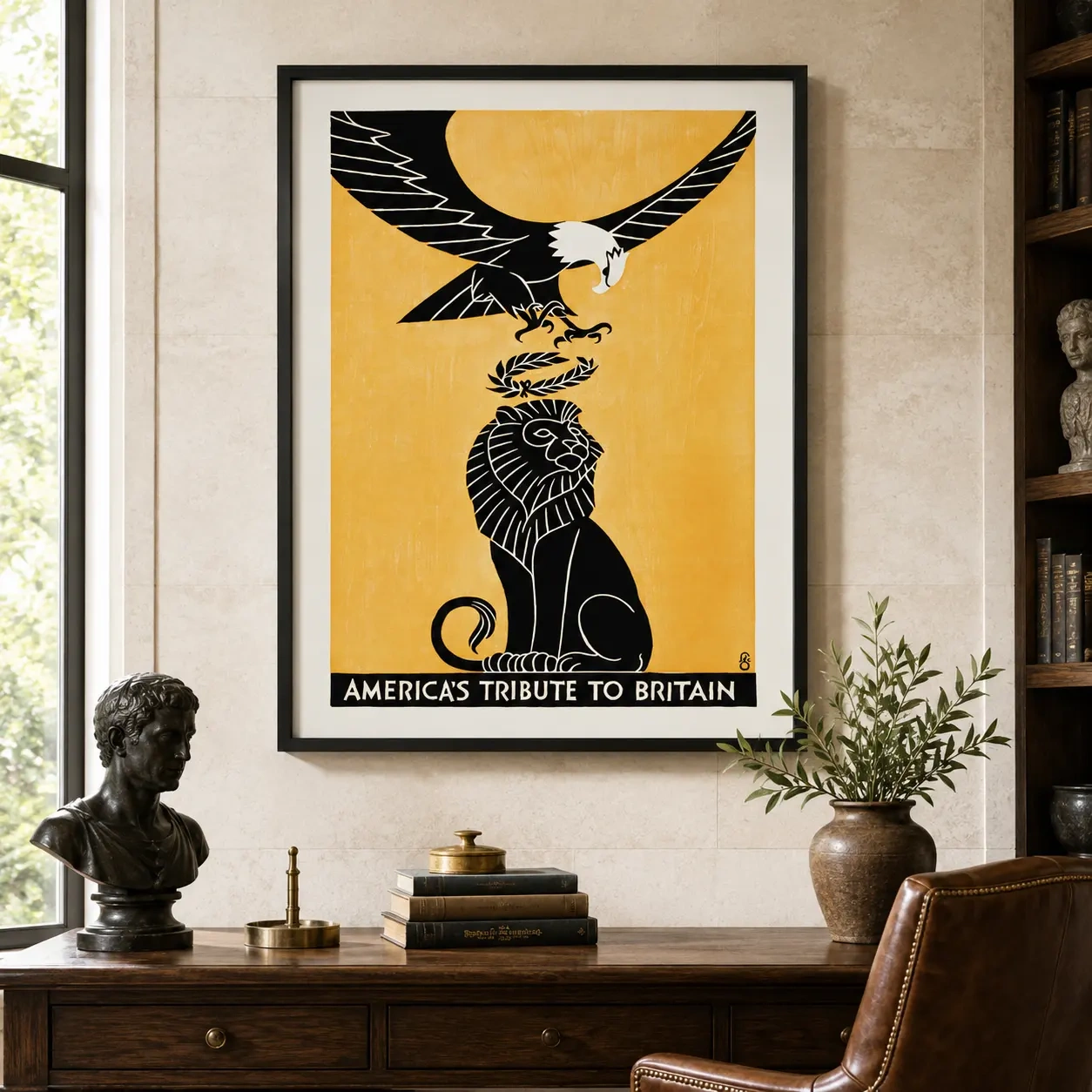 Americas Britain — americas Tribute to Britain Poster, 1918 War Print turns America's