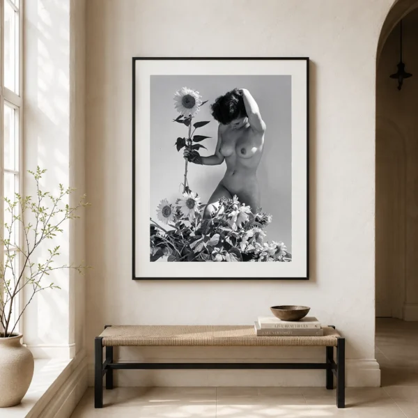 Sunflower Figure Poster, André de Dienes 1950 Print Photography Print