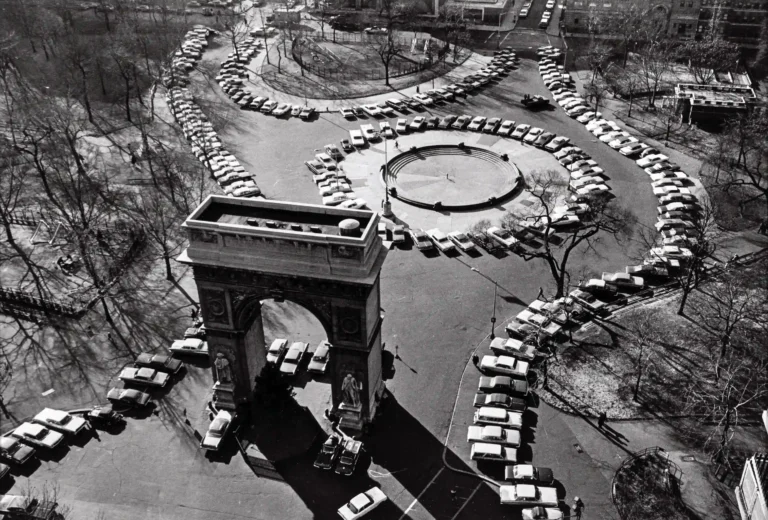 Andre Kertesz poster showing a public demonstration against a parking ban.