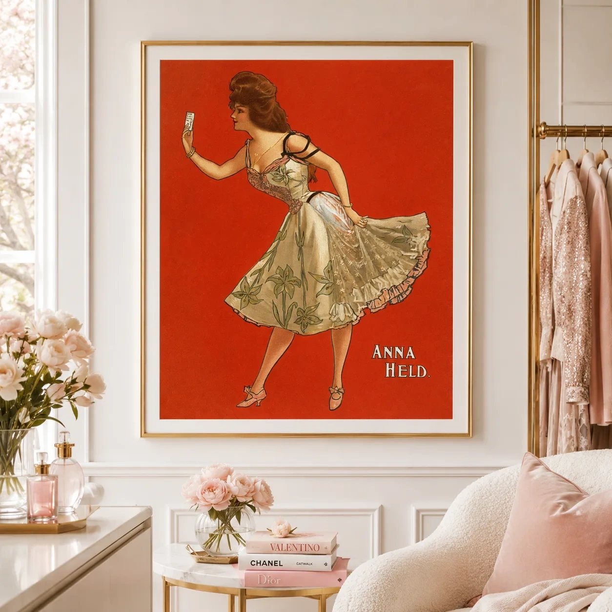 Anna Held — built around Anna Held 1899 chromolithograph artwork with theatrical