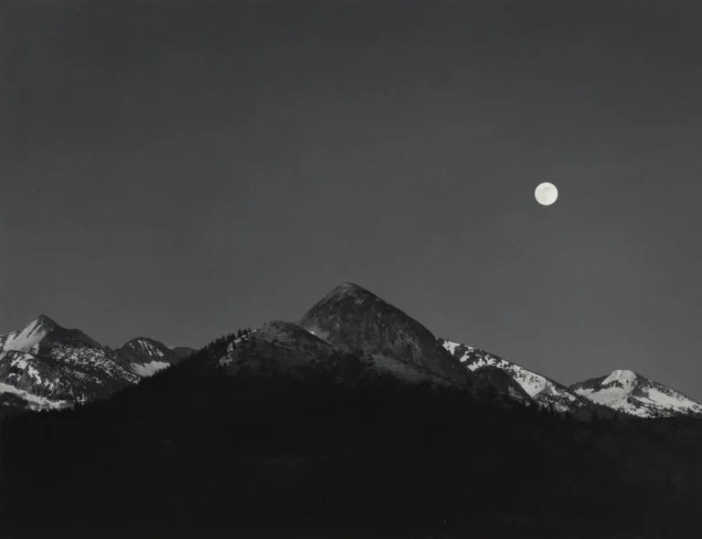 Ansel Adams poster showing Moonrise from Glacier Point in Yosemite National Park.