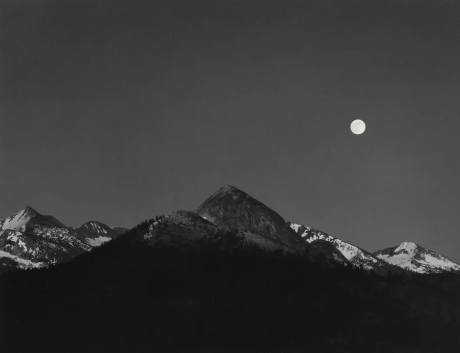 Ansel Adams poster showing Moonrise from Glacier Point in Yosemite National Park.