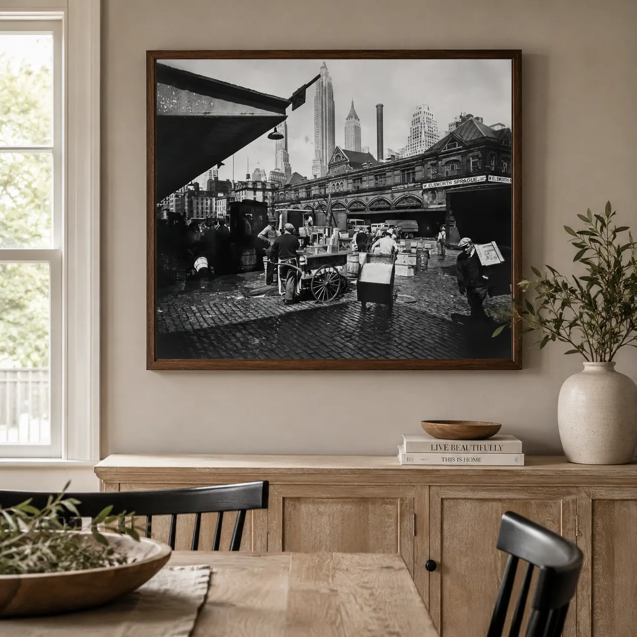Berenice Abbott poster showing Fulton Street Fish Market, 1936 - 28x40 inches