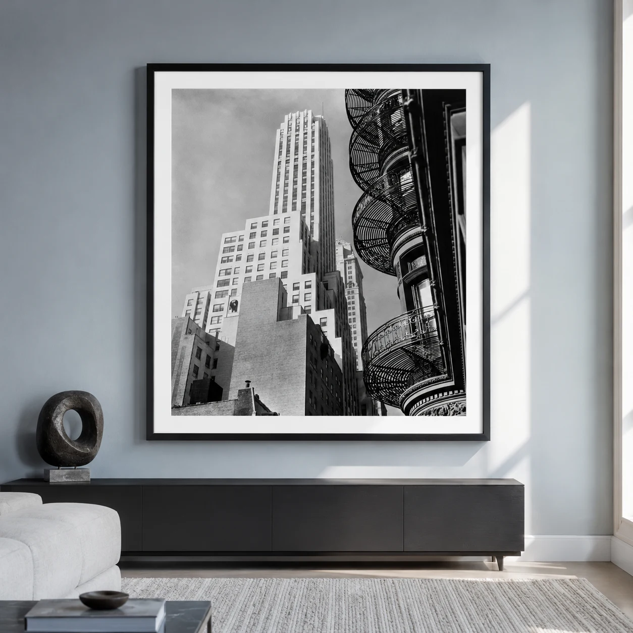 Berenice Abbott poster showing spiral view at Murray Hill Hotel, 1935 - 28x40 inches