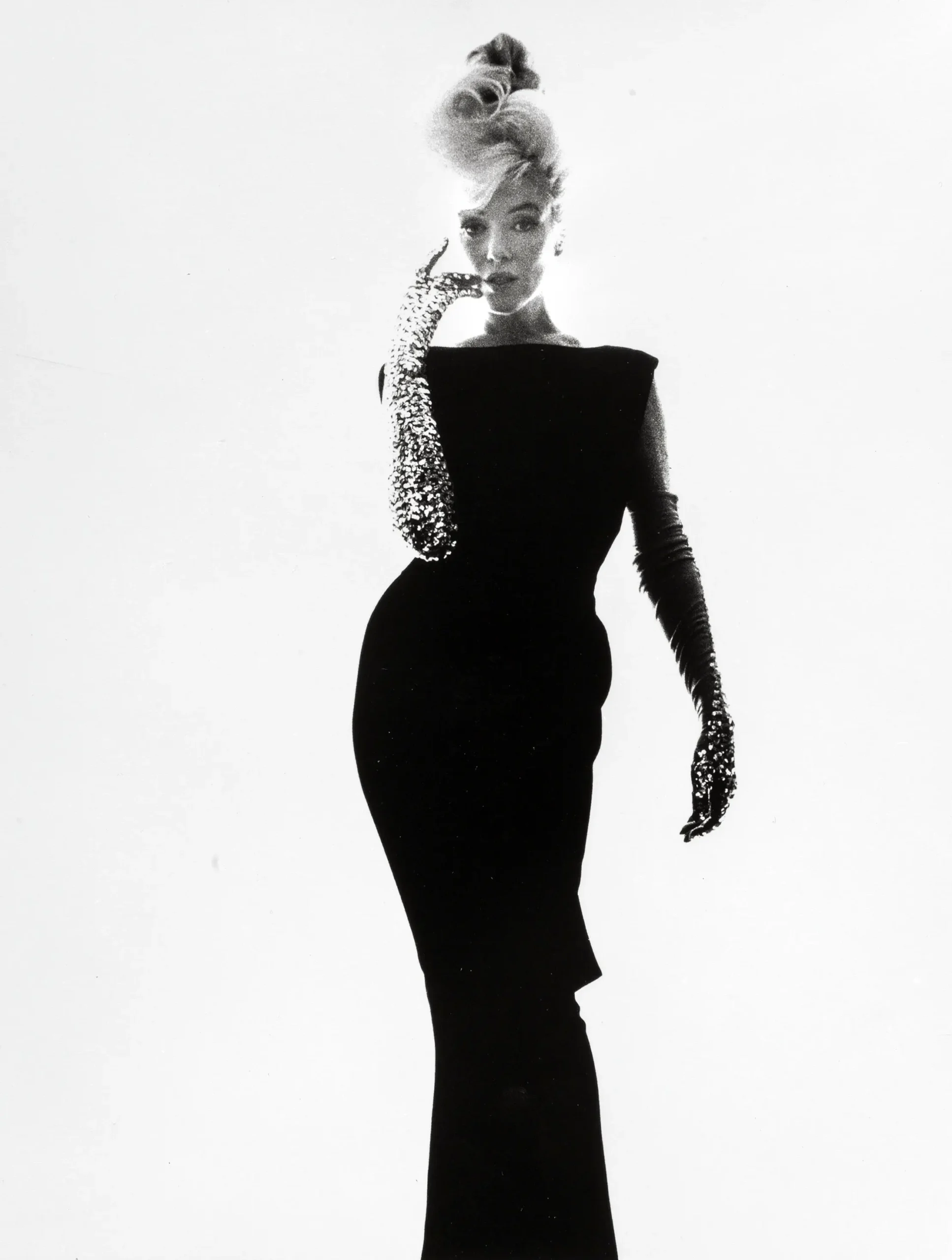 Bert Stern poster showing Marilyn Monroe photographed in a black dress in 1962.