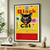 Black Cat Li Fung Poster, 1970s Kitchen Wall Art Print