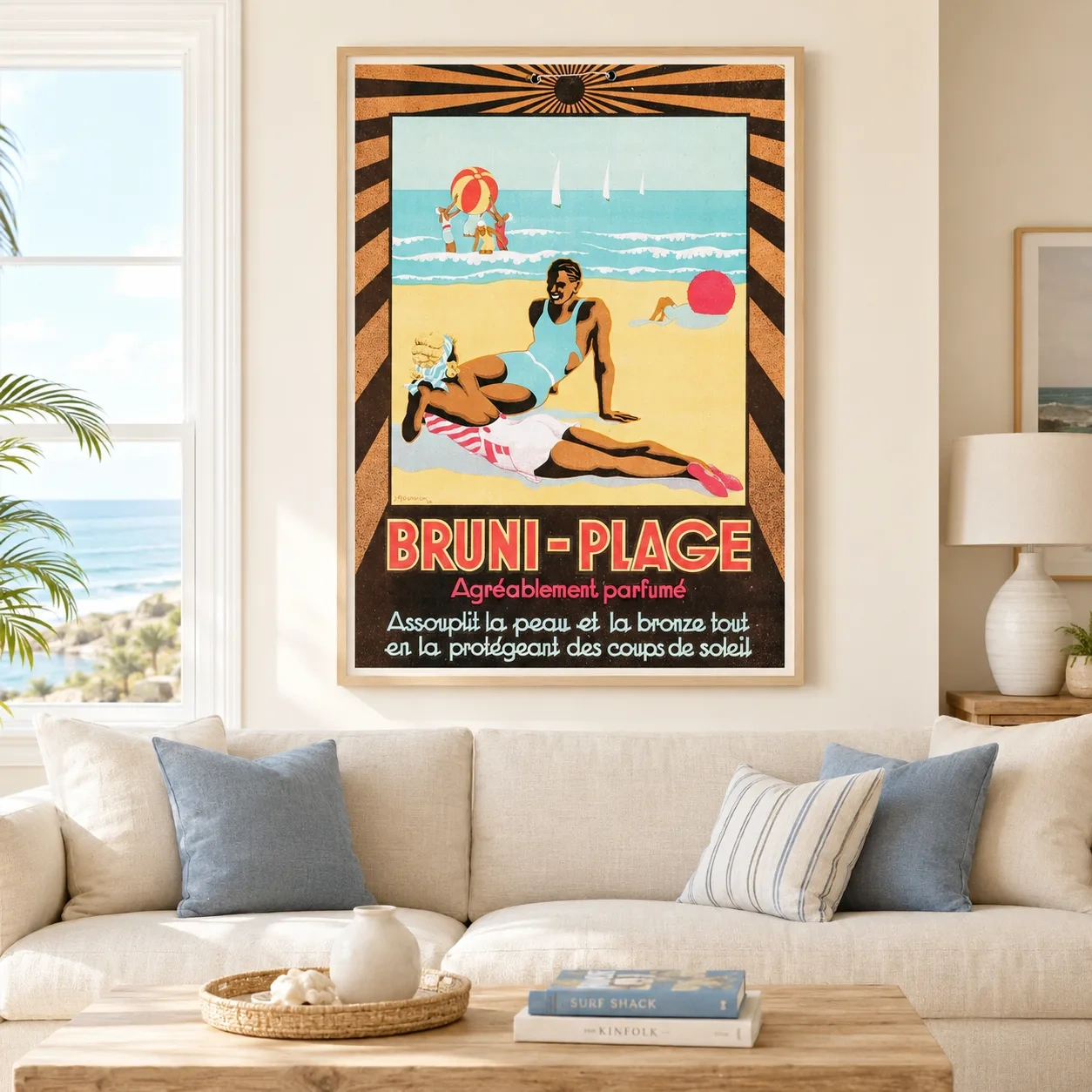 Bruni Plage — bruni Plage Poster, Vintage Advertising Wall Art Print presents French