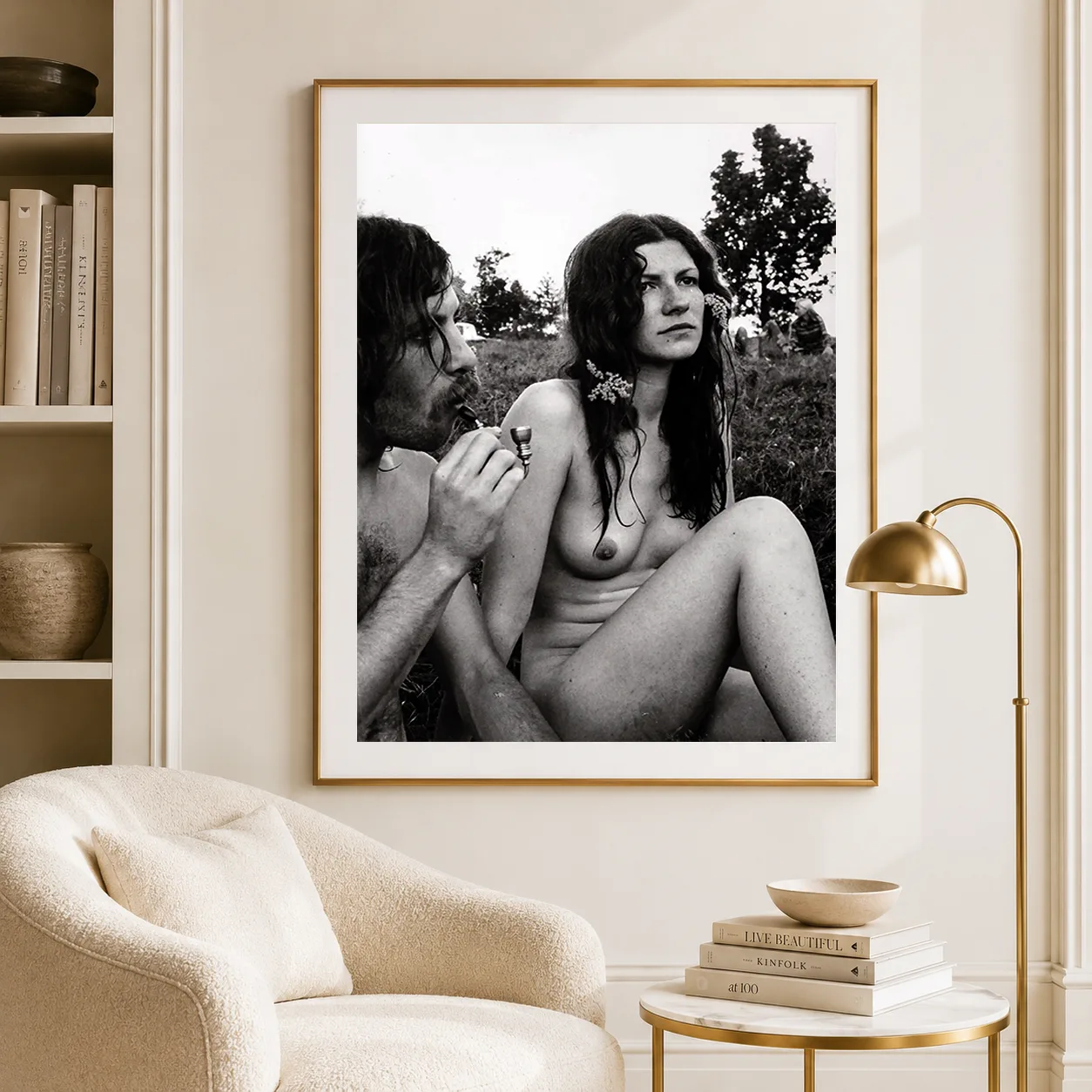 Burk Uzzle poster showing Woodstock festival figure, 1969 - 28x40 inches