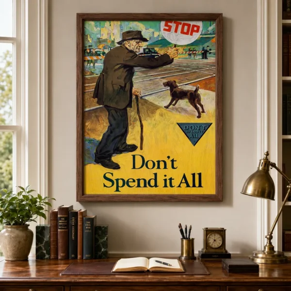 National Service Banking Poster, 1920s History Wall Art Print
