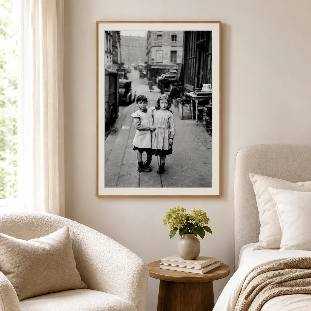Édouard Boubat poster showing two young girls, 1952 - 28x40 inches
