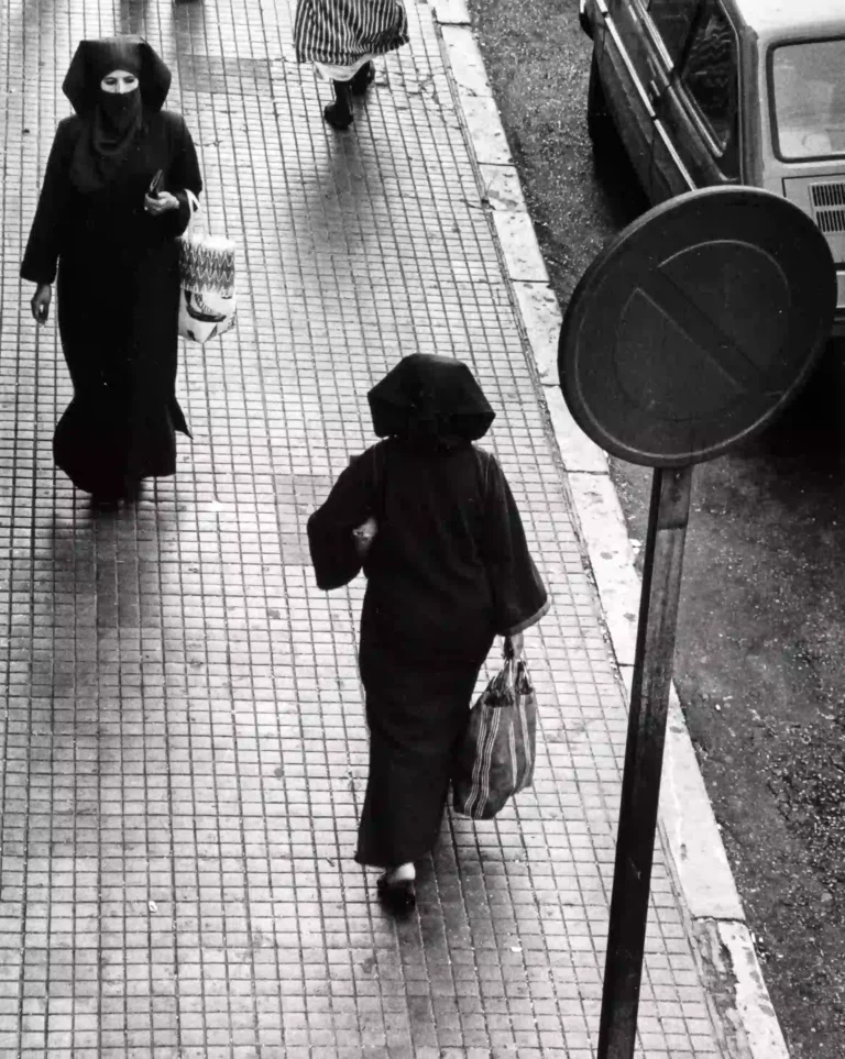 Clean artwork view of Erika Stone Double Take Tangiers Morocco 1978 Photography Print. Double Take Tangiers Photography Print presents Double Take Tangiers Morocco 1978 by Erika Stone, a black-and-white image from 1978 shaped by clear.