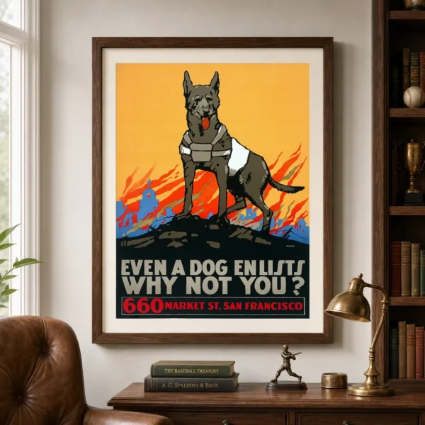 Dog Enlists Recruitment Poster, World War I Wall Art