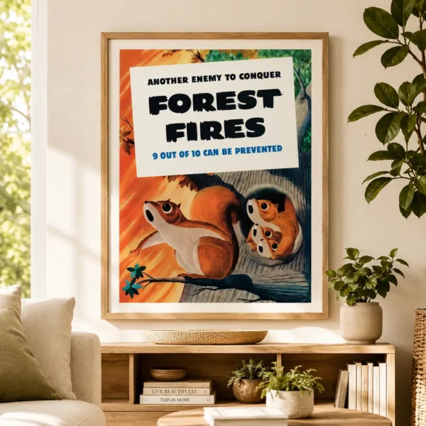 Forest Fires Poster, Wartime Conservation Wall Art