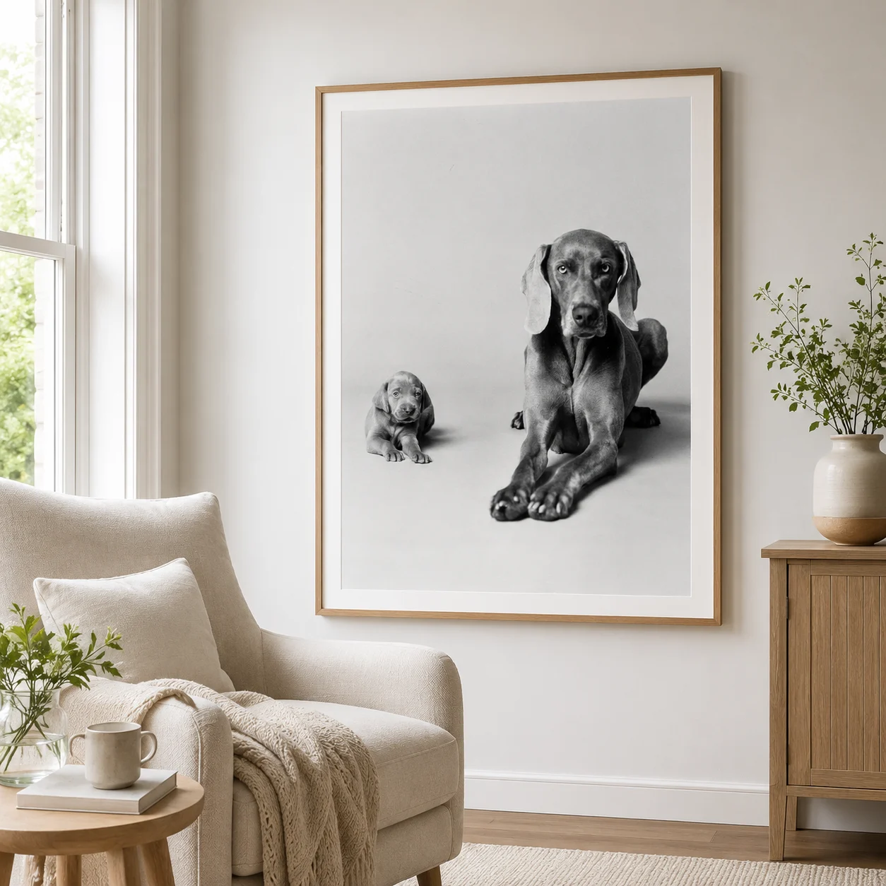Untitled Mother and Puppy 1989 by William Wegman — William Wegman Mother Photography Print