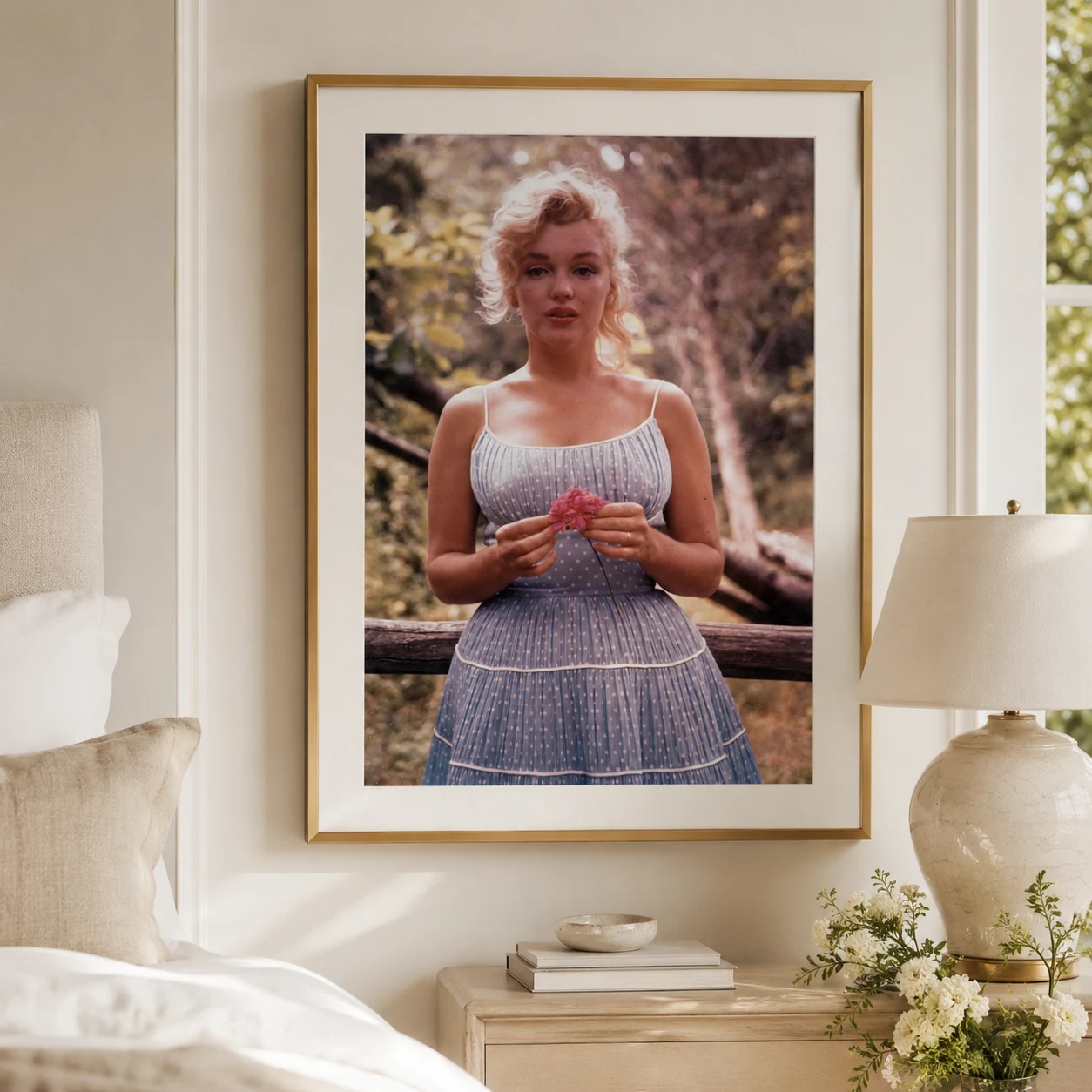 Marilyn Monroe with a Carnation Amagansett by Sam Shaw — Marilyn Monroe Photography Print
