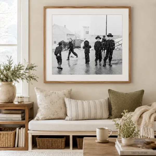 George A. Tice Amish Children Playing in Snow 1964 Photography Print