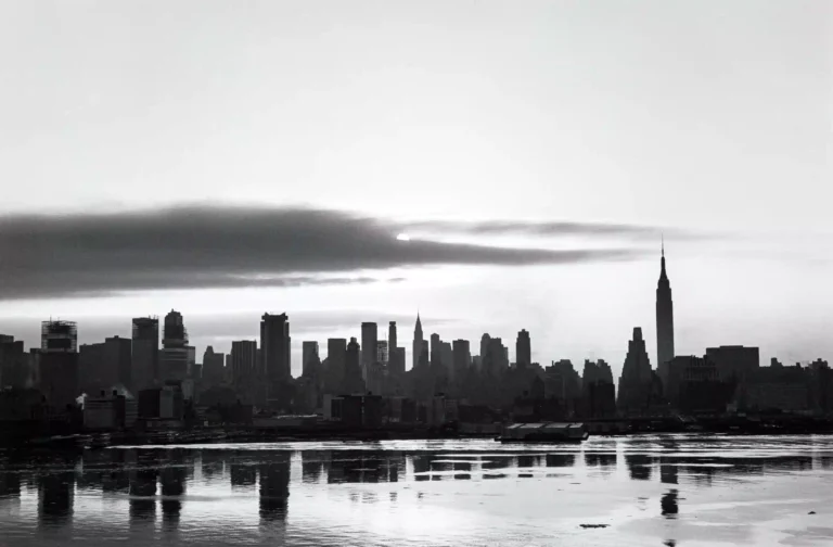 Clean artwork view of George Tice Sunrise New York 1971 Photography Print. Sunrise New york Photography Print presents Sunrise New york 1971 by George Tice, a black-and-white image from 1971 shaped by open landscape space.