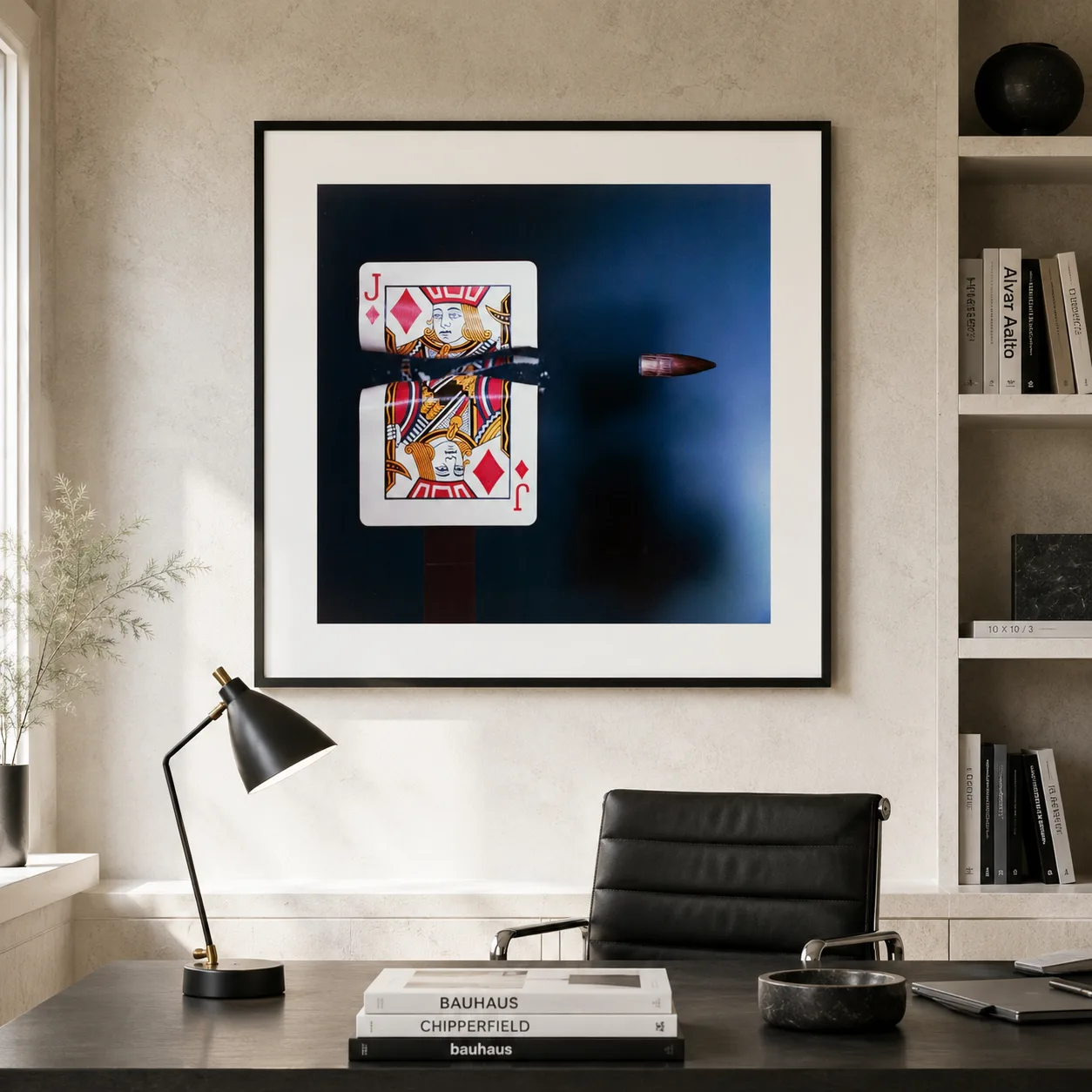 Harold Eugene Edgerton poster showing high-speed playing-card experiment, 1964 - 28x40 inches