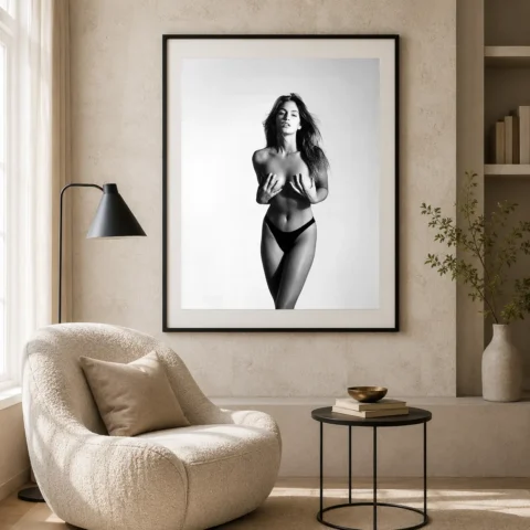 Cindy Crawford Study Herb Ritts Photography Print showing Cindy Crawford Art Study Poster (1988) presenting a second Cindy
