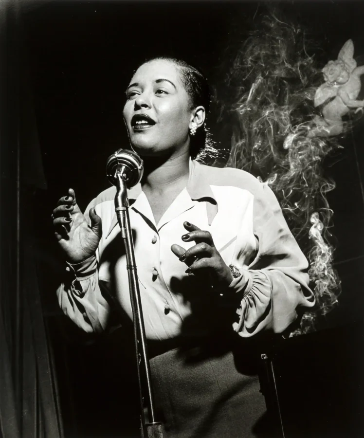 Billie Holiday Herman Leonard Photography Print showing Billie Holiday Photo Print (1949) connects Herman Leonard