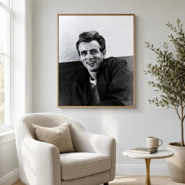 James Dean Smiling Poster, Casual 1950s Portrait Print Photography Print