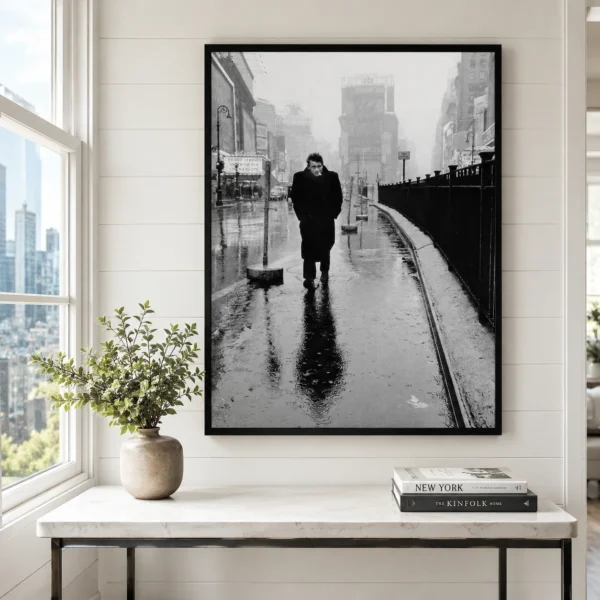 James Dean Times Square Rain Poster, 1955 Street Photo Photography Print