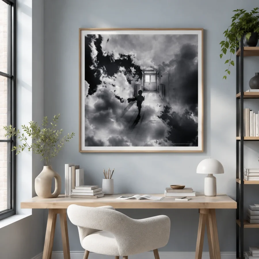 Jerry Uelsmann poster showing boy and cloud composition, 1981 - 28x40 inches
