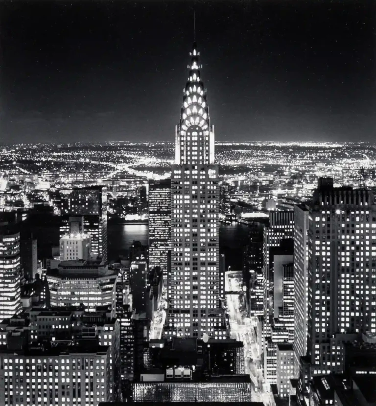 Michael Kenna poster showing a New York Chrysler Building study with vertical structure.