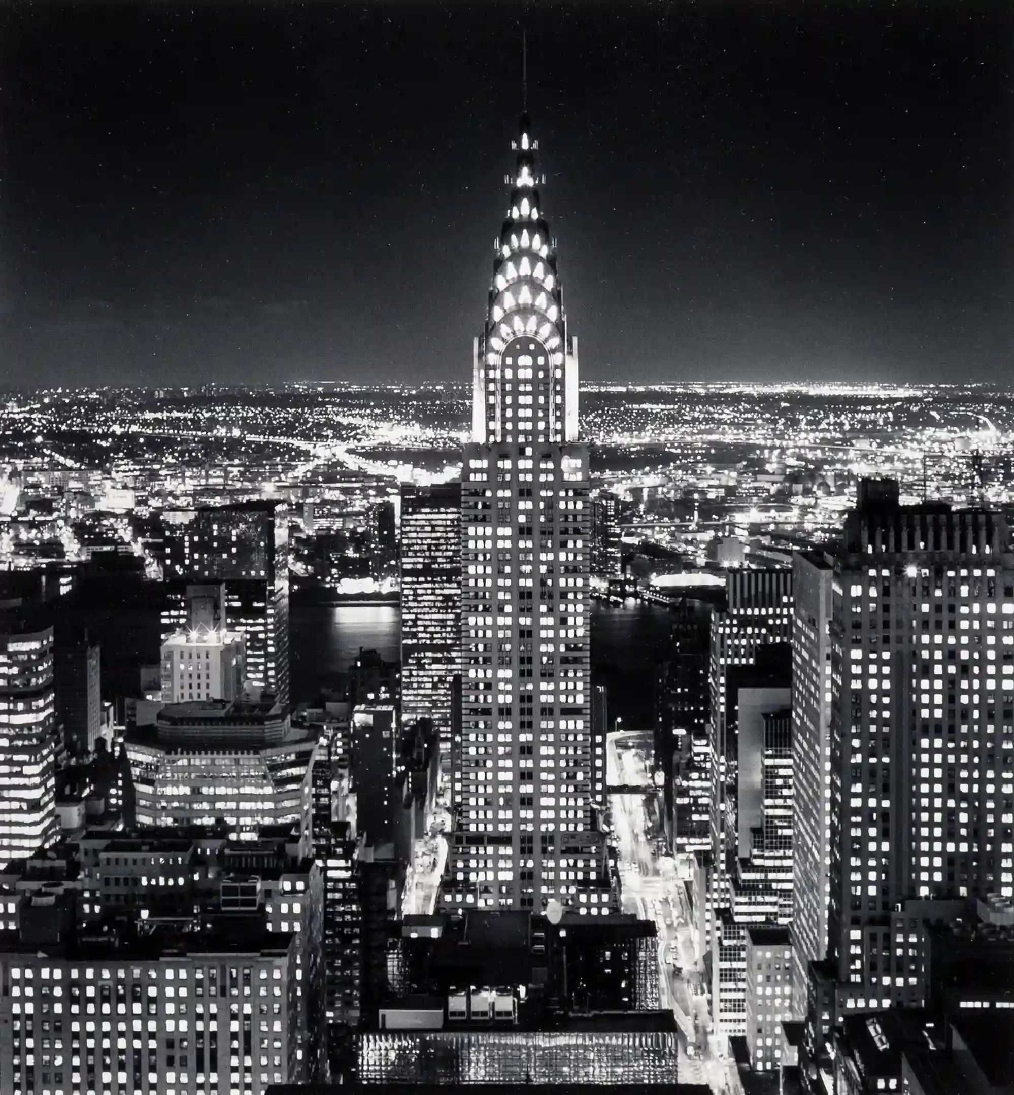 Michael Kenna poster showing a New York Chrysler Building study with vertical structure.