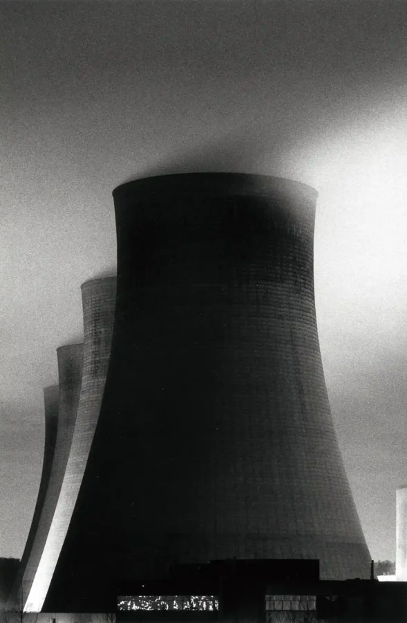 Michael Kenna poster showing Ratcliffe Power Station rendered in measured black-and-white geometry.