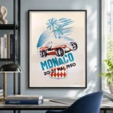 Monaco Grand Prix Poster, 1950 Travel Wall Art Print