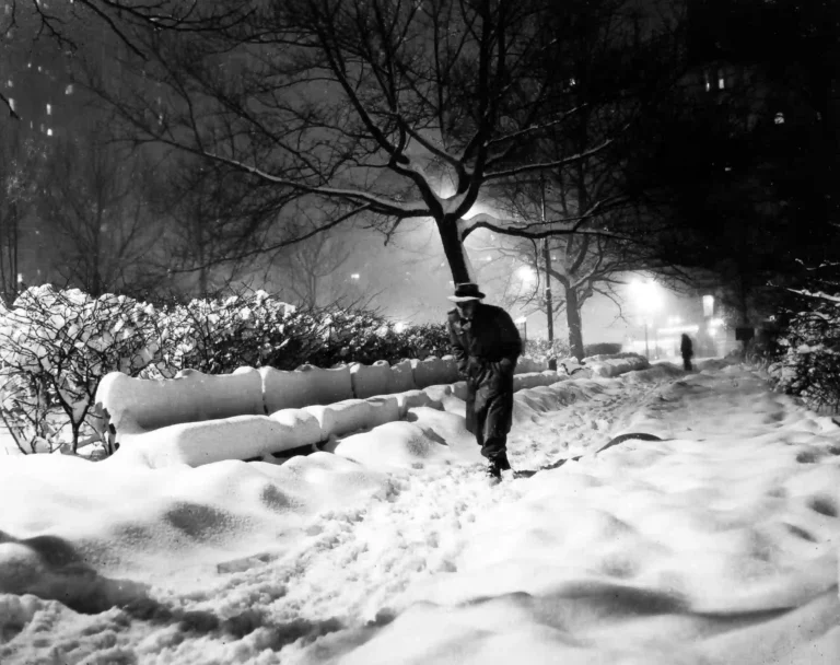 Clean artwork view of Nat Fein Untitled a Walk in the Snow circa Photography Print. Nat Fein is the credited photographer in the filename, and this product is treated as a premium fine-art reproduction print, not an original photograph.