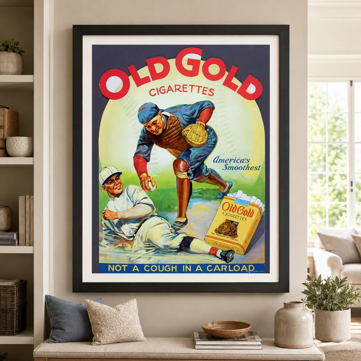 Old Baseball — old Gold Baseball Poster, 1930s Baseball Wall Art Print gives buyers