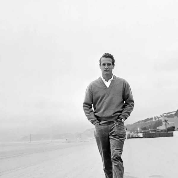 Paul Newman Beach Walk Poster, Vintage Coastal Photo Photography Print