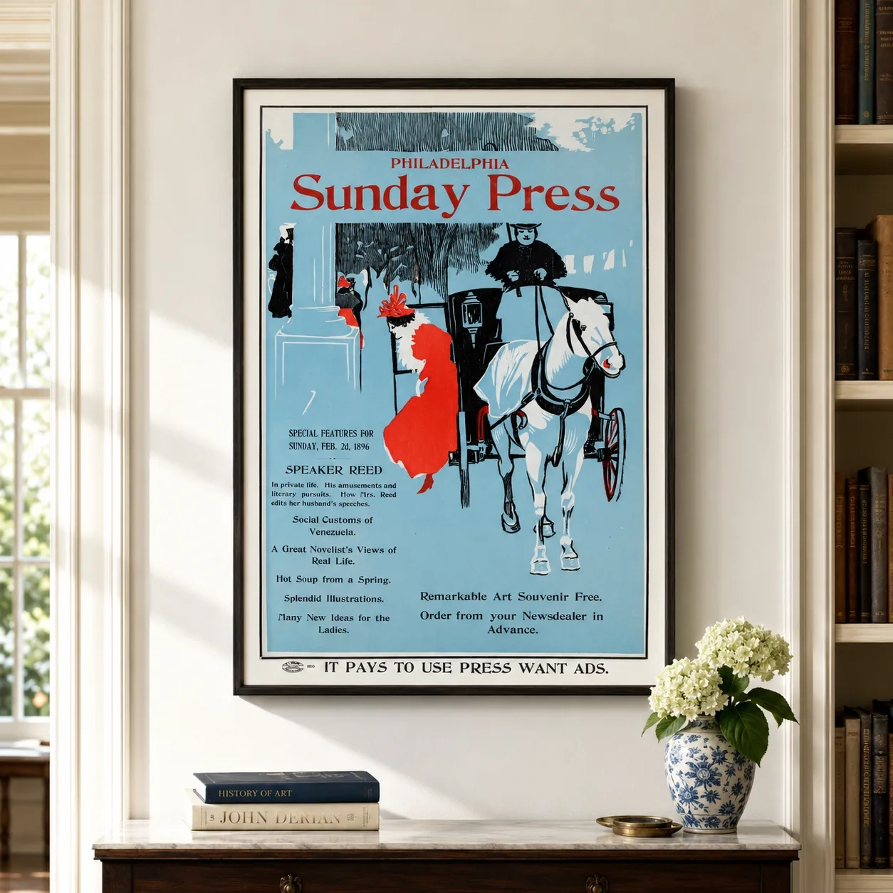 Philadelphia Sunday Press — philadelphia Sunday Press Poster, 1896 Graphic Arts Wall Print turns