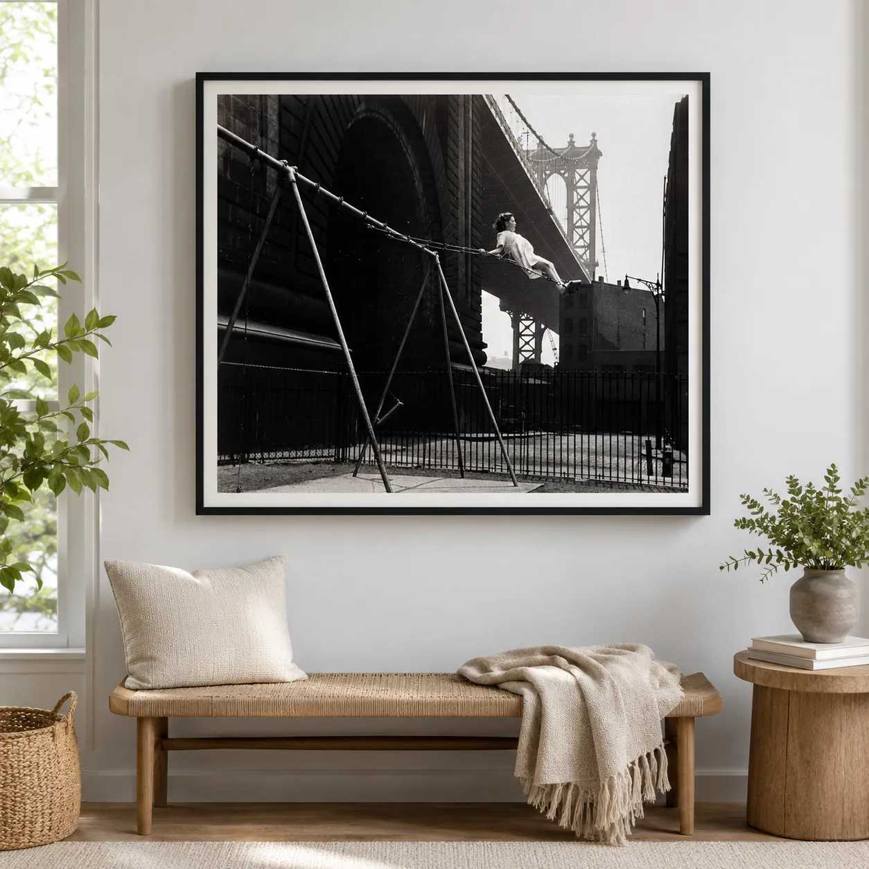 Walter Rosenblum — girl on a Swing Pitt St. New York 1938 by Walter Rosenblum, prepared as