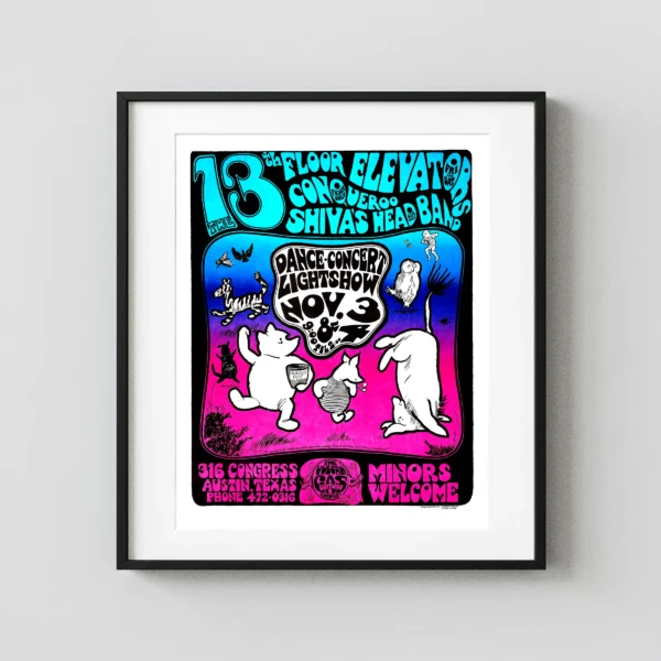 13th Floor Elevators 1967 Vulcan Gas Company Austin, TX Concert Poster