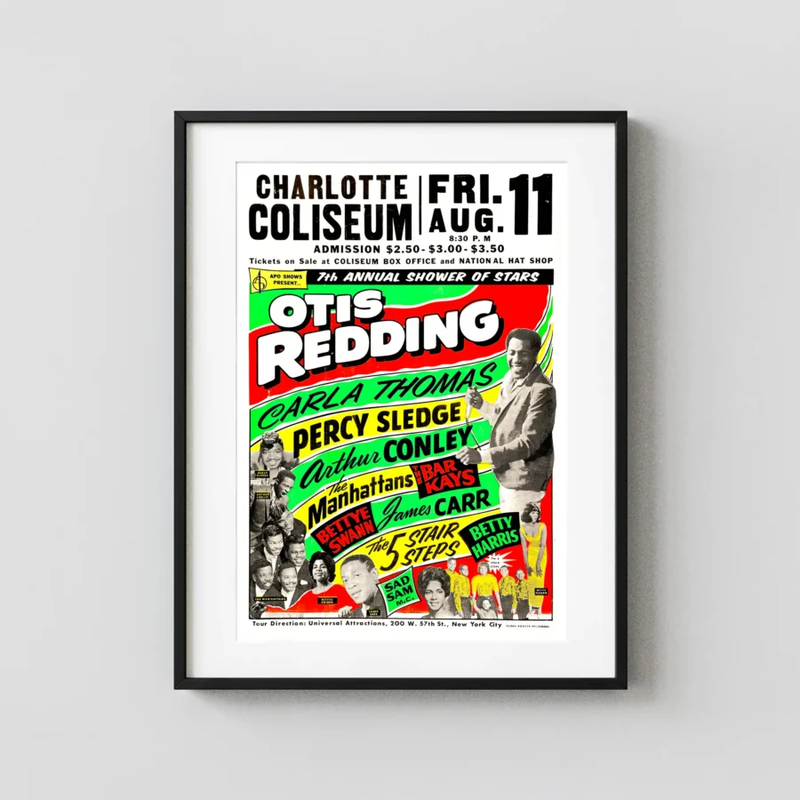Otis Redding Charlotte Coliseum Concert Poster 1967