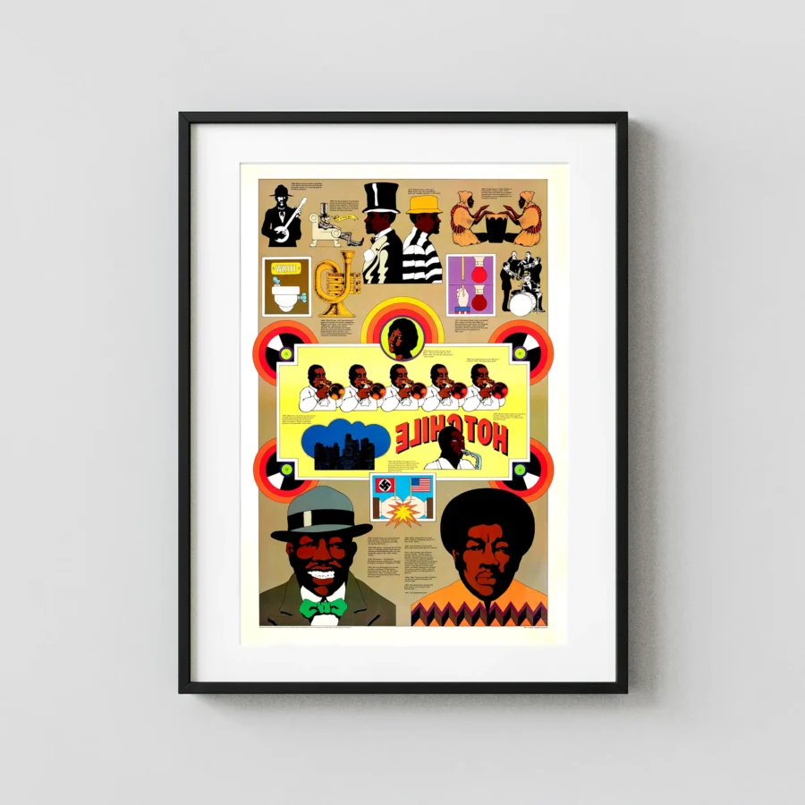 A History of Black Music (Ca. Early 1970s) Music Poster featuring white, yellow, and black vertical artwork.