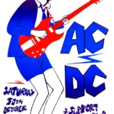 AC/DC 1976 Dirty Deeds Done Dirt Cheap Era Lancaster, England Concert Poster