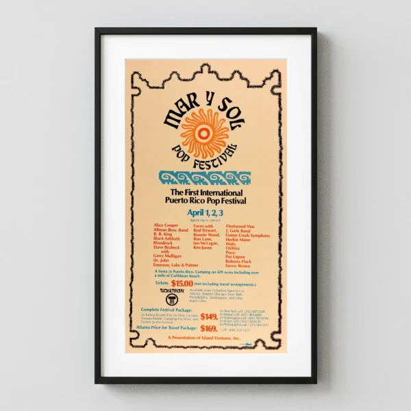 Allman Brothers, Black Sabbath, Rod Stewart, Faces 1972 Mar Y Sol Poster