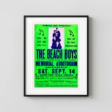 Beach Boys 1963 Sacramento, CA Fluorescent Green Concert Poster