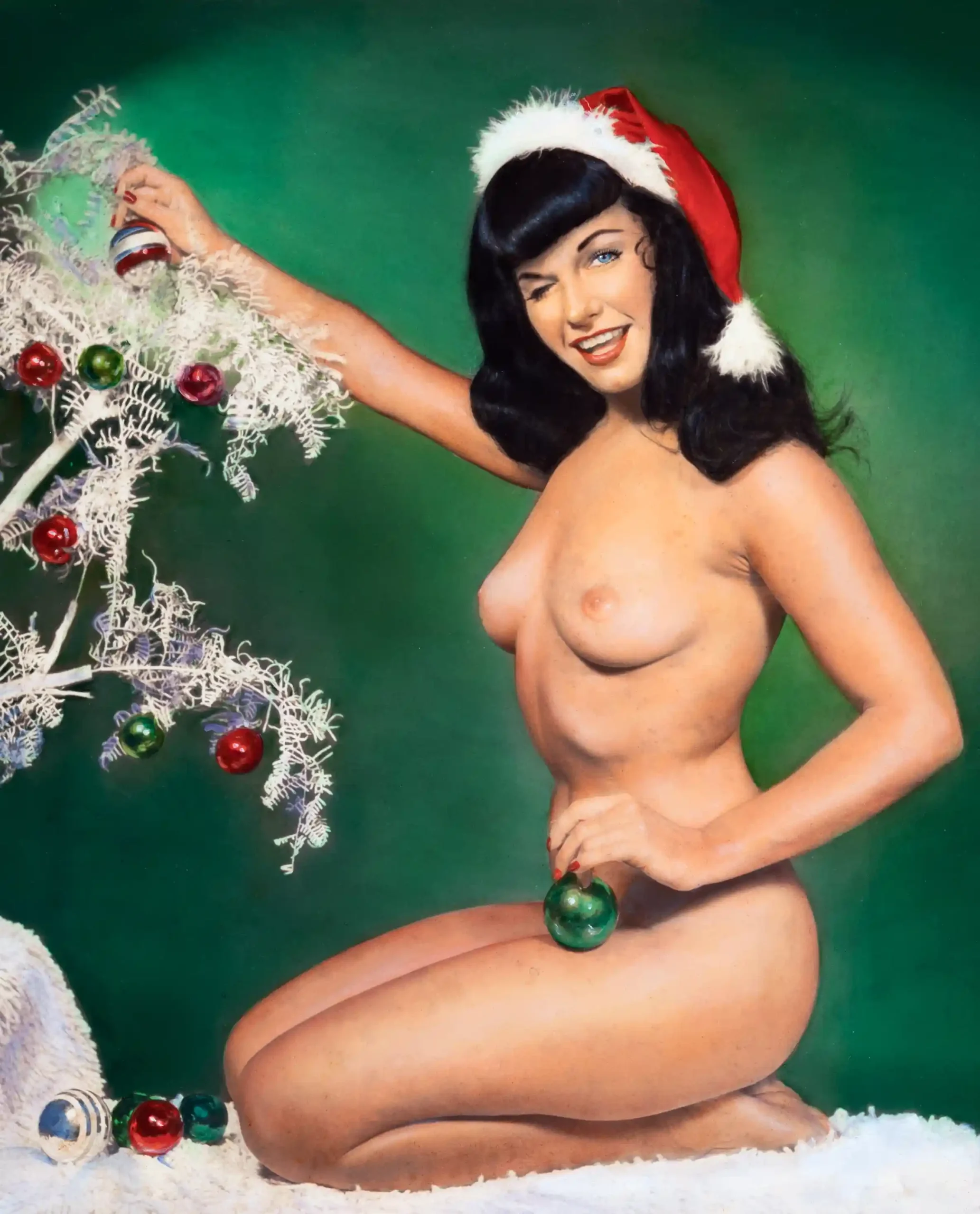 Bettie Page At Christmas 1954 Nude Photography Print