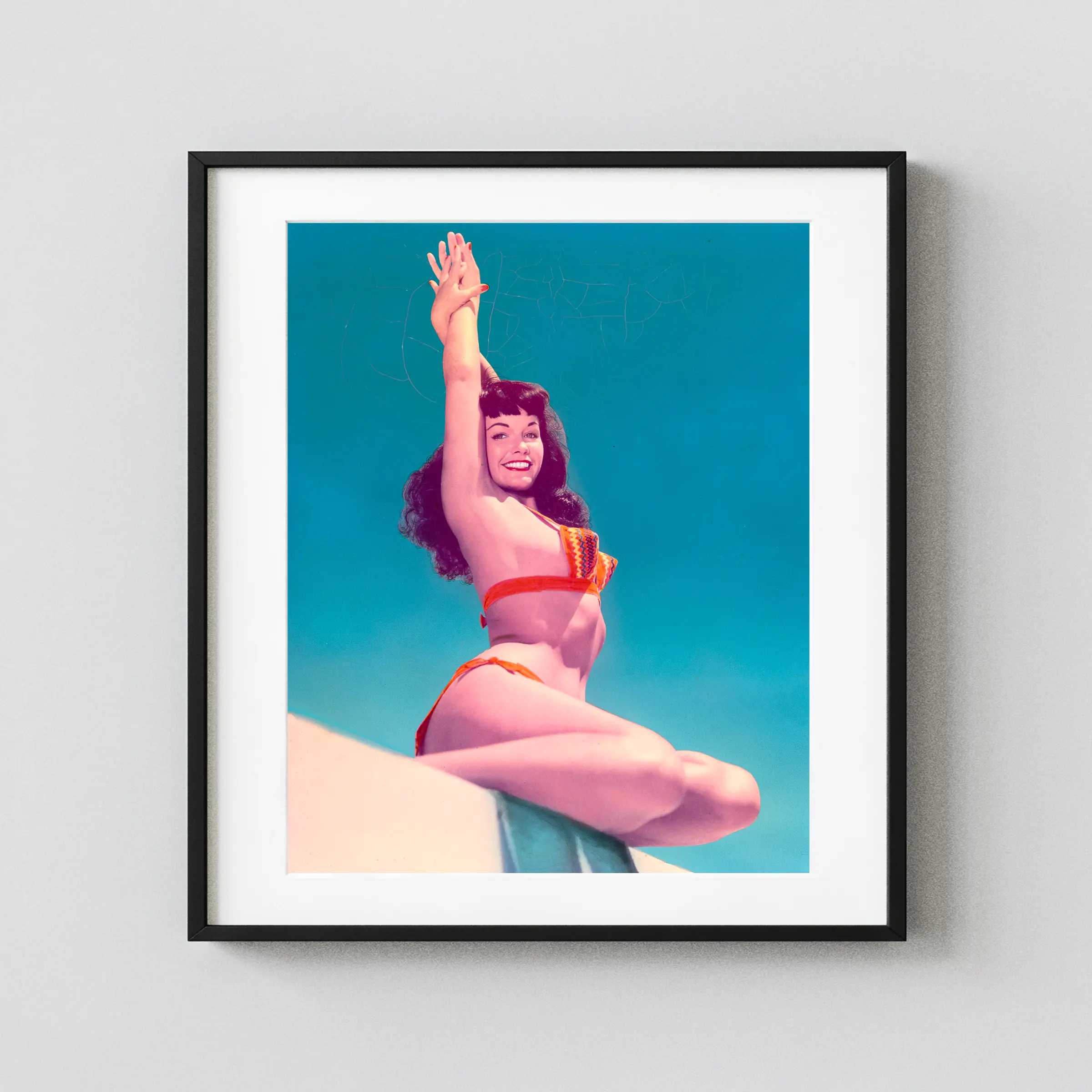 Bettie Page Circa 1954 Nude displayed as a framed wall mockup